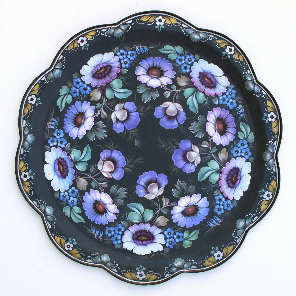 One-of-a-Kind Authentic Zhostovo Metal Tray Hand-Painted by Tatiana Sholokhova17 Functional Kitchenware Table and Unique Wall Decor