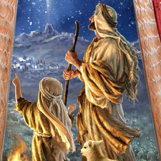 Shepherds Keeping Watch Hand-Painted WOODCARVED Figurine by D. Gelsinger - Nativity Holiday Decor - 242109-1838