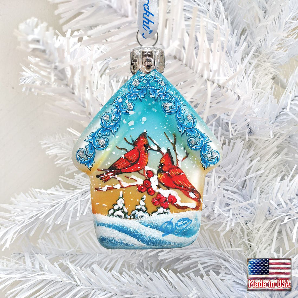 Cardinal House Mercury Glass Ornament by G. DeBrekht - Wildlife Holiday Decor - 739421