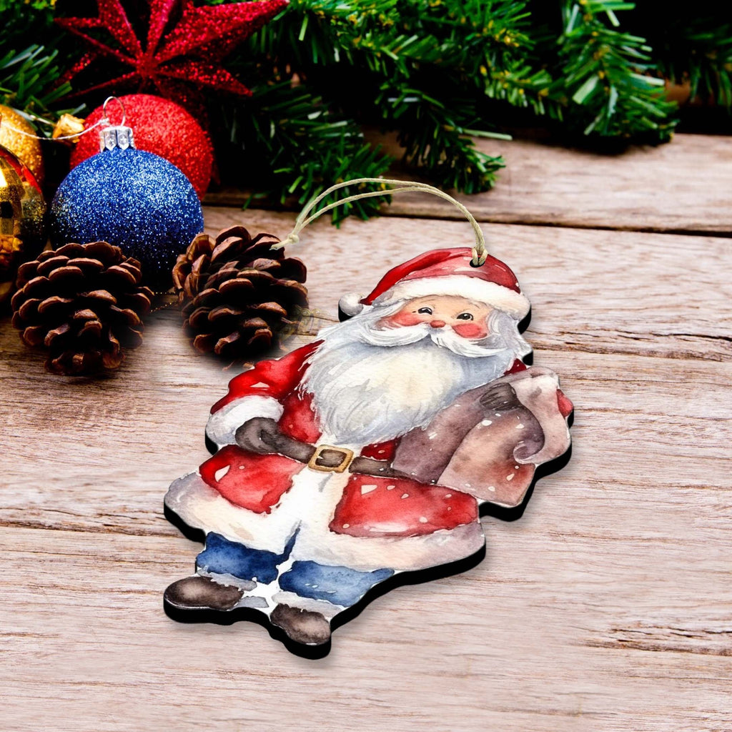 Santa Decorative Wooden Ornaments of 3 by G. Debrekht - Christmas Decor - 8091009-S3