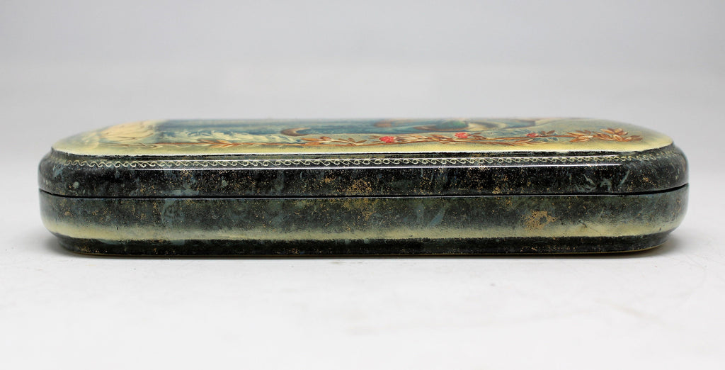 Handpainted One-of-a-Kind Papier Mache Lacquered Miniature Box 2.5 x 6 x 1