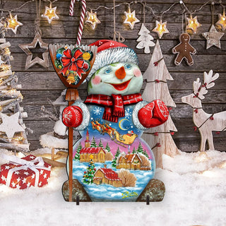 Santa In the Night Sky Snowman Christmas Outdoor Decor by G. DeBrekht - Christmas Santa Snowman Decor - 818158F