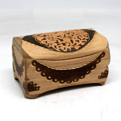 One-of-a-Kind Birch Bark Decorated Wooden Jewelry BOX 4x2.5x2.5 Inches - Handcarved Unique Home Decoration and Beautiful Gift for Rare Finds Collectors, Unique Hand Carved Gift