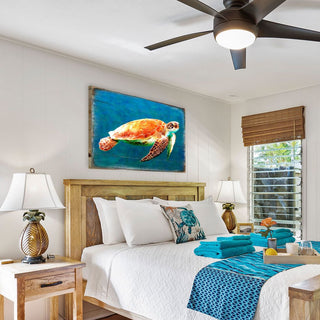 Revis Sea Turtle Wood Wooden Coastal Wall Art by Nature Wonders - Coastal Sea-Life Decor - 95266B