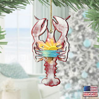 Rustic Lobster Wooden Ornaments by G. DeBrekht - Coastal Holiday Decor - 8198538