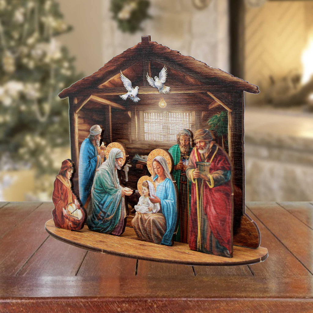 Nativity Scene Decorative Village Eco Wood Set by G. Debrekht Nativity Holiday Decor - 852763