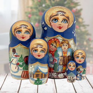 Fairy Tale Matreshka Nesting Hand-Painted Dolls Set of 5 by G. DeBrekht - Christmas Decor - 140073