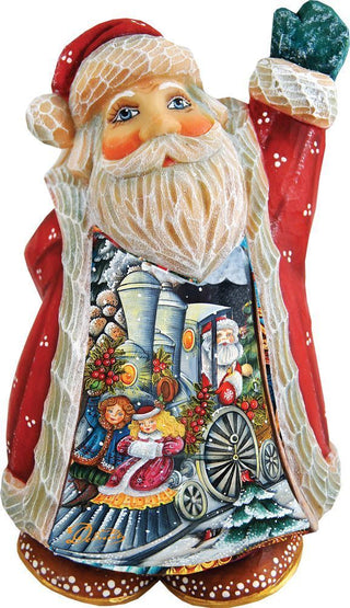 Santa with train scene Handcrafted Christmas Figurine - G. DeBrekht - Christmas Santa Snowman Decor - 5165125