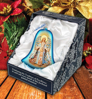 Light-bearing Angel Bell Glass Ornament by G. Debrekht - Nativity Holiday Decor - 752-041