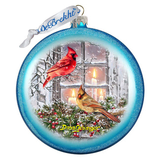 Christmas Cardinals Glass Ornament by D. Gelsinger - Christmas Decor - 71161-DG