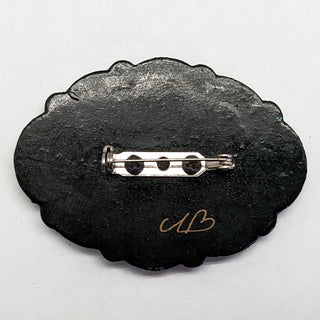 Make It Take It Paper Mache Round Lacquered Brooch Set of 6 by G. DeBrekht - - UP-02