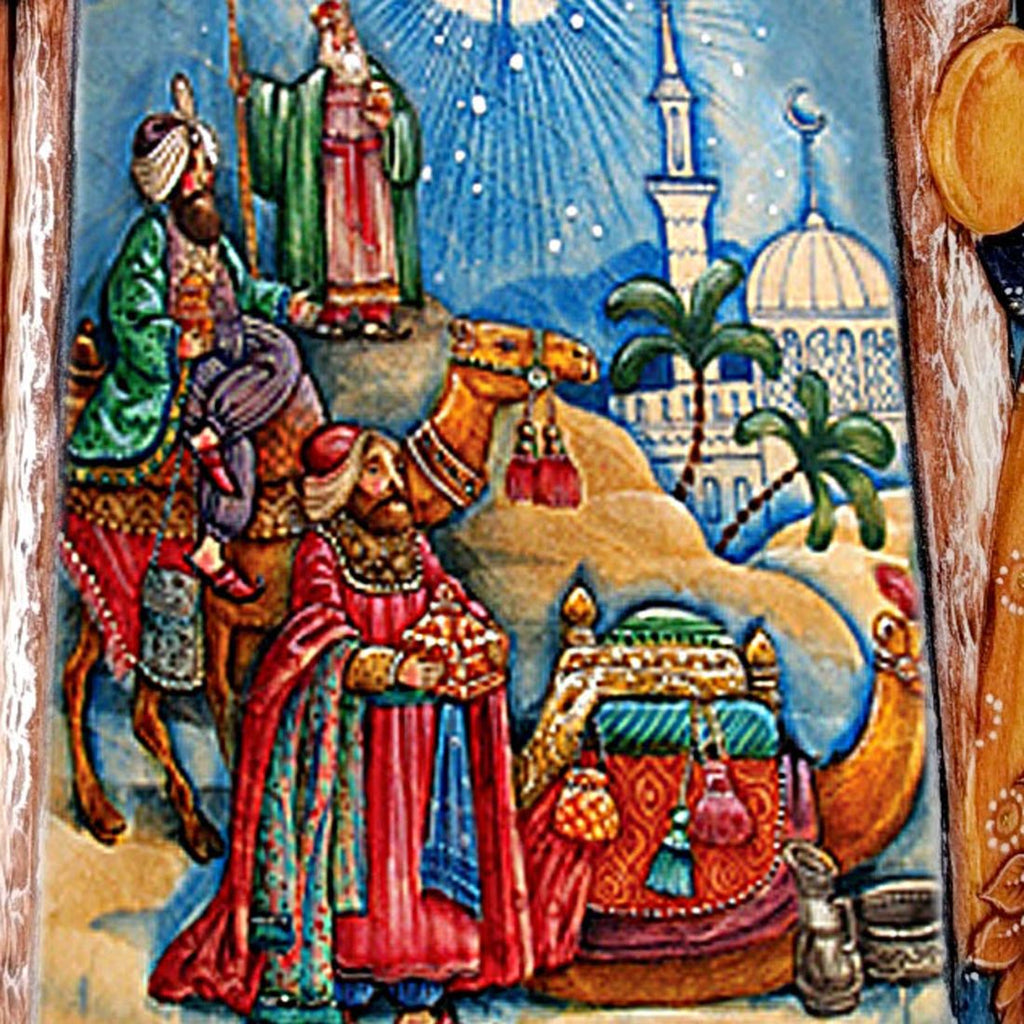 The Journey of the Three Kings Santa Hand-Painted WOODCARVED Masterpiece by G. DeBrekht - Nativity Holiday Decor - 2102312