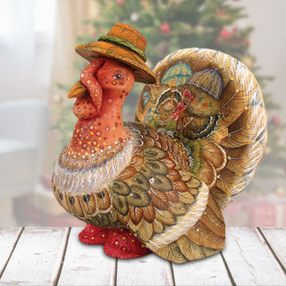 Tom the Turkey Handcrafted Figurine Limited Edition Reserve by G.DeBrekht Handpainted Collectible Figurine, Unique Decor Made in the USA