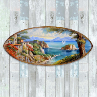 Coastal View Surfboard Coastal Wall Art by G. DeBrekht - Coastal Holiday Decor - 8490131HS