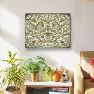 Gold and Green Floral Rustic Wooden Wall Art by G. DeBrekht - Floral Ornamental Decor - 95011B