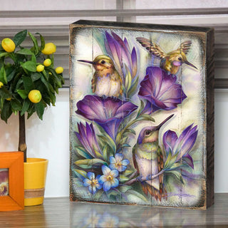 Everlasting Friendship Hummingbirds Wooden Wall Art by J. Bergsma - Nature Wildlife Decor - 8592936BP-JB