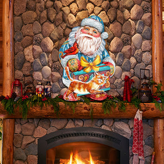 Kitty Santa Christmas Door Decor by G. DeBrekht - Christmas Santa Snowman Decor - 8119175H