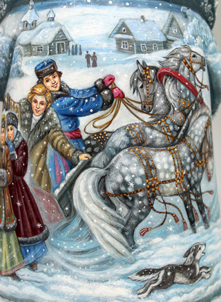 One-of-a-Kind Winter Play Santa Hand-Painted WOODCARVED Handpainted Figurine 12.5