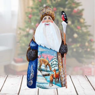 Santa Deer Crossing Santa Hand-Painted WOODCARVED Masterpiece by G. DeBrekht - Wildlife Holiday Decor - 8215947