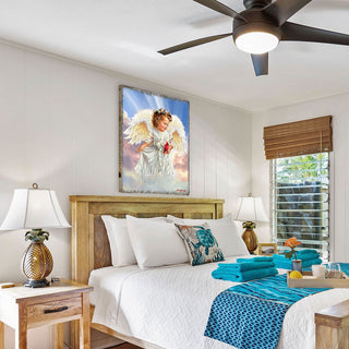 Angel with Cardinal Art Wooden Wall Art by D. Gelsinger - Nativity Holiday Decor - 95676B-DG