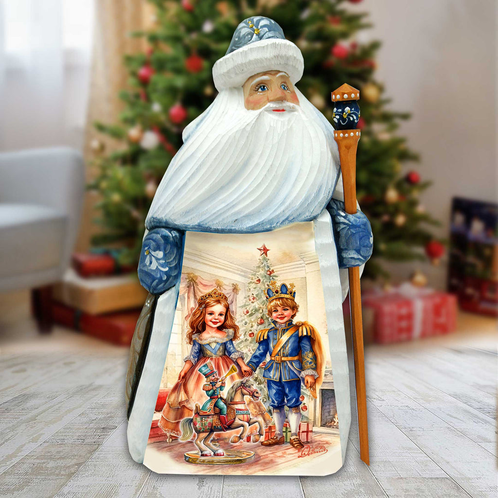 Clara and Nutcracker Prince Santa Hand-Painted WOODCARVED Figurine by G. DeBrekht - Christmas Santa Snowman Decor - 8209017