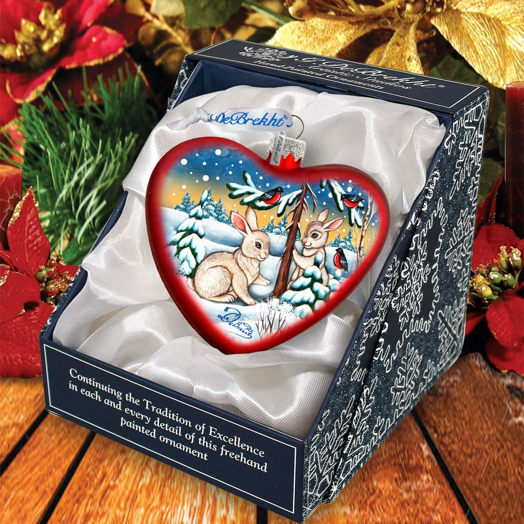 Bunny Play Glass Ornament by G. DeBrekht - Christmas Decor - 753-009