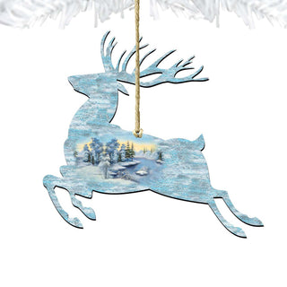 Prancing Deer Wooden Ornaments by G. DeBrekht - Wildlife Holiday Decor - 8198211-1