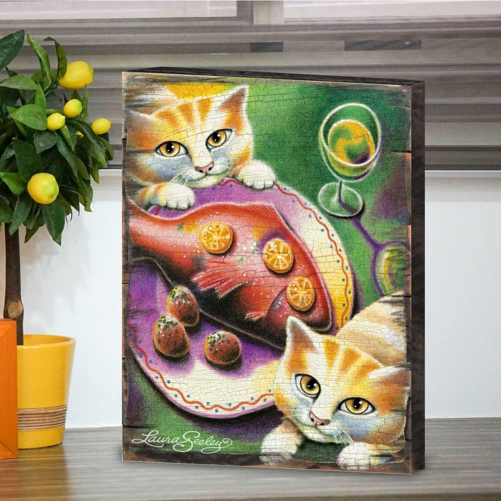 Chardonnay Wooden Wall Art by Laura Seeley - Pets Dog and Cats Decor - 8512111B