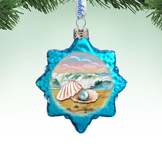 Pearl Shell Mercury Glass Ornament by G. DeBrekht - Coastal Holiday Decor - 775485