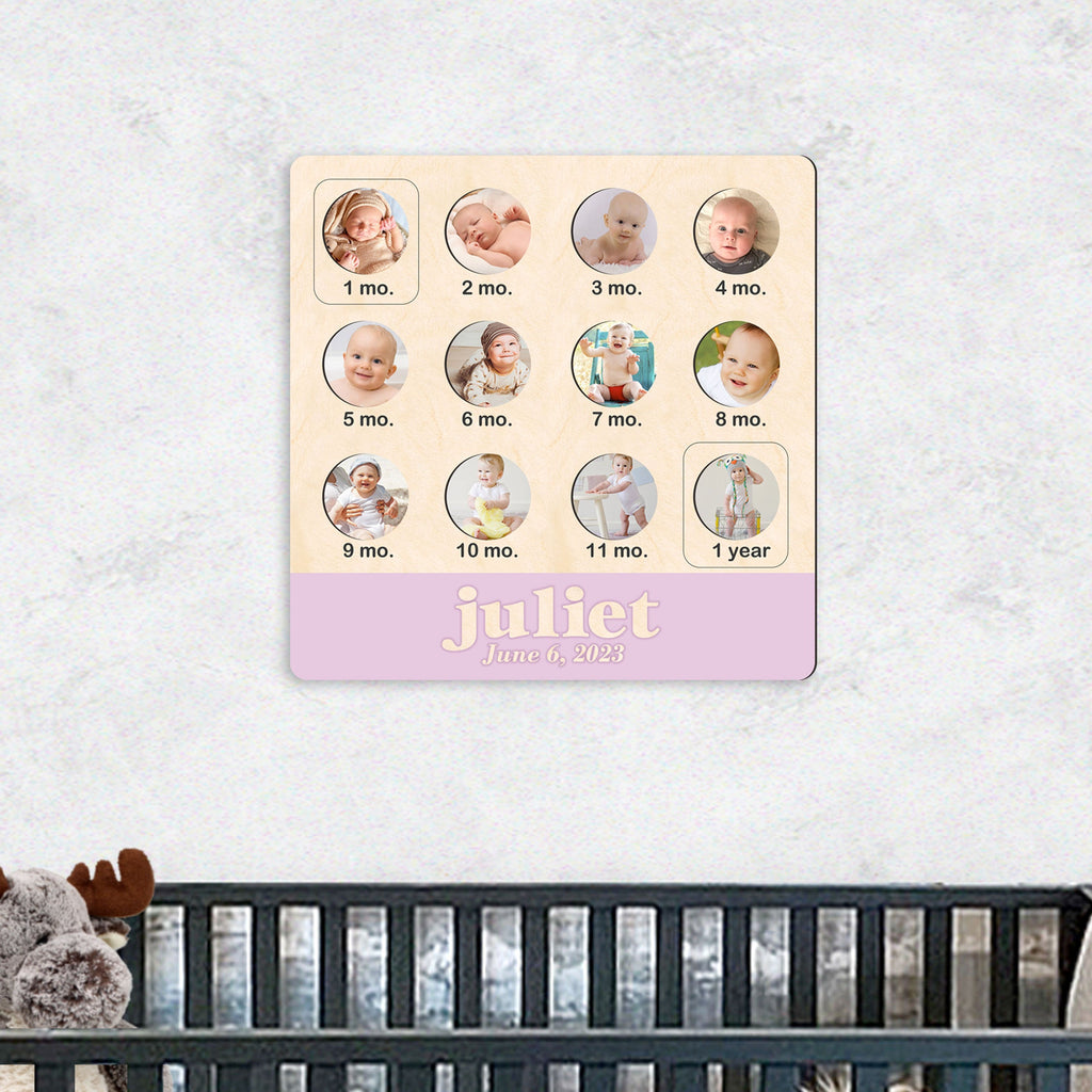 Baby First Birthday Sign - One year Baby - Milestone photo Board - 12 Months baby Collage Sign - Baby Photo Frame - 310324