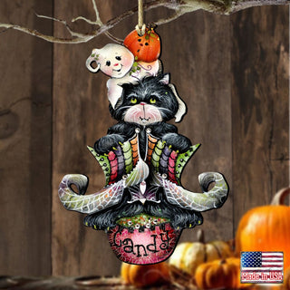 Spoooooky Boos! Wooden Ornaments by Jamie Mills-Price - Thanksgiving Halloween Decor - 8457409