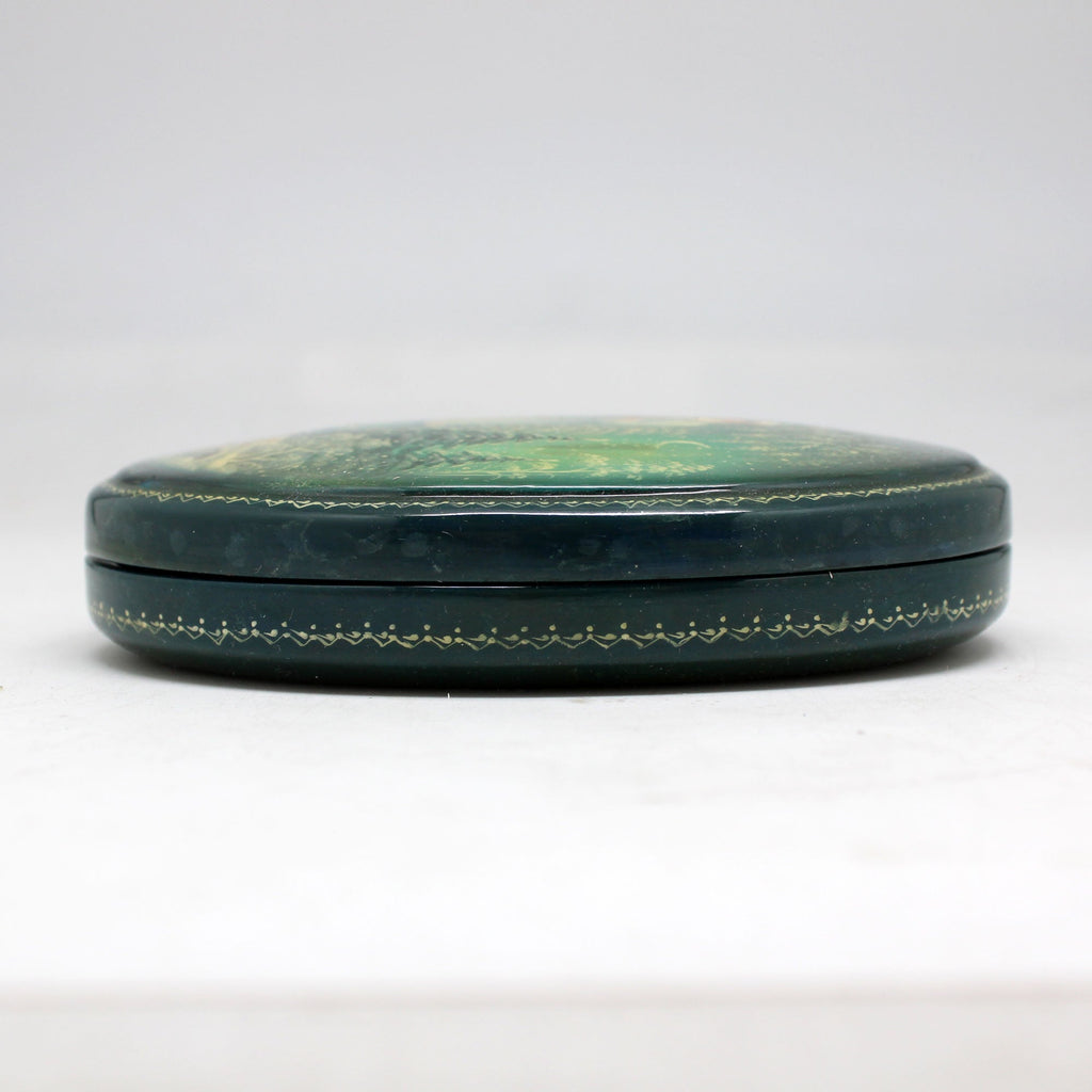 Handpainted One-of-a-Kind Papier Mache Lacquered Miniature Box 3.75 x 5 x 1 Unique Handmade Gift Collectible and Home Decoration