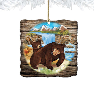 Bear Cabin Christmas Wooden Ornaments by G. DeBrekht - Wildlife Holiday Decor - 8114081