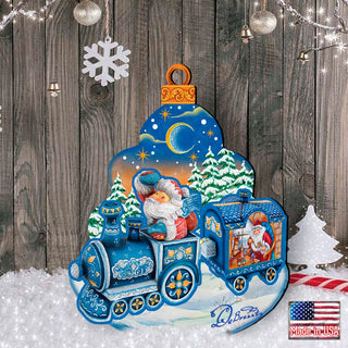 Santa Arrival Christmas Outdoor Yard Sign by G. DeBrekht - Christmas Santa Snowman Decor - 8112180F