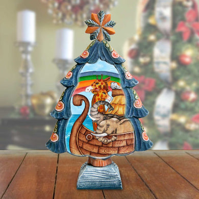 Noah's Ark Tree Handcrafted Christmas Figurine - G. DeBrekht - Christmas Santa Snowman Decor - 588044M