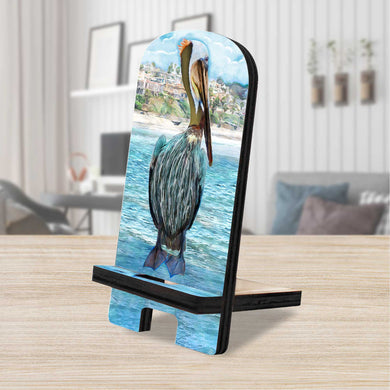 Pelican Coastal Cell Phone Stand Wood Mobile Tablet Holder Charging Station Organizer - 892044