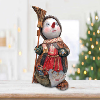 Mr. Snowman Landscape Hand-Painted WOODCARVED Masterpiece by G. DeBrekht - Christmas Santa Snowman Decor - 2821586