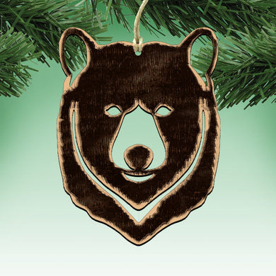 Bear Face Wooden Rustic Ornaments - Set of 3 992144