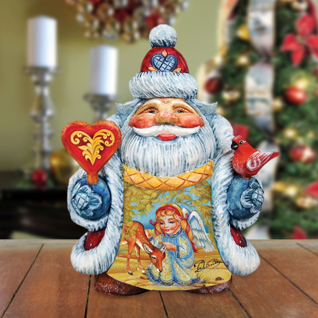 Santa with Angel and Deer Handcrafted Christmas Figurine - G. DeBrekht - Christmas Santa Snowman Decor - 533413