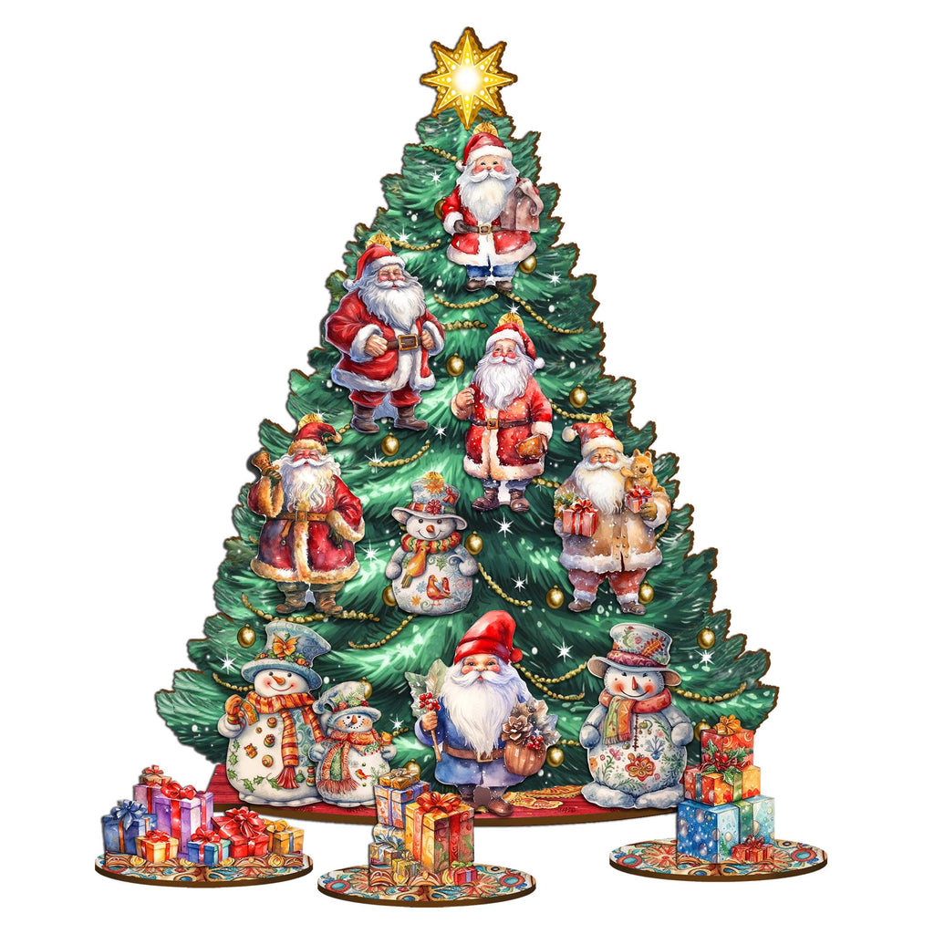 Santa Claus Christmas Tree Eco Wood Set by G.DeBrekht Christmas Decor - 8091516