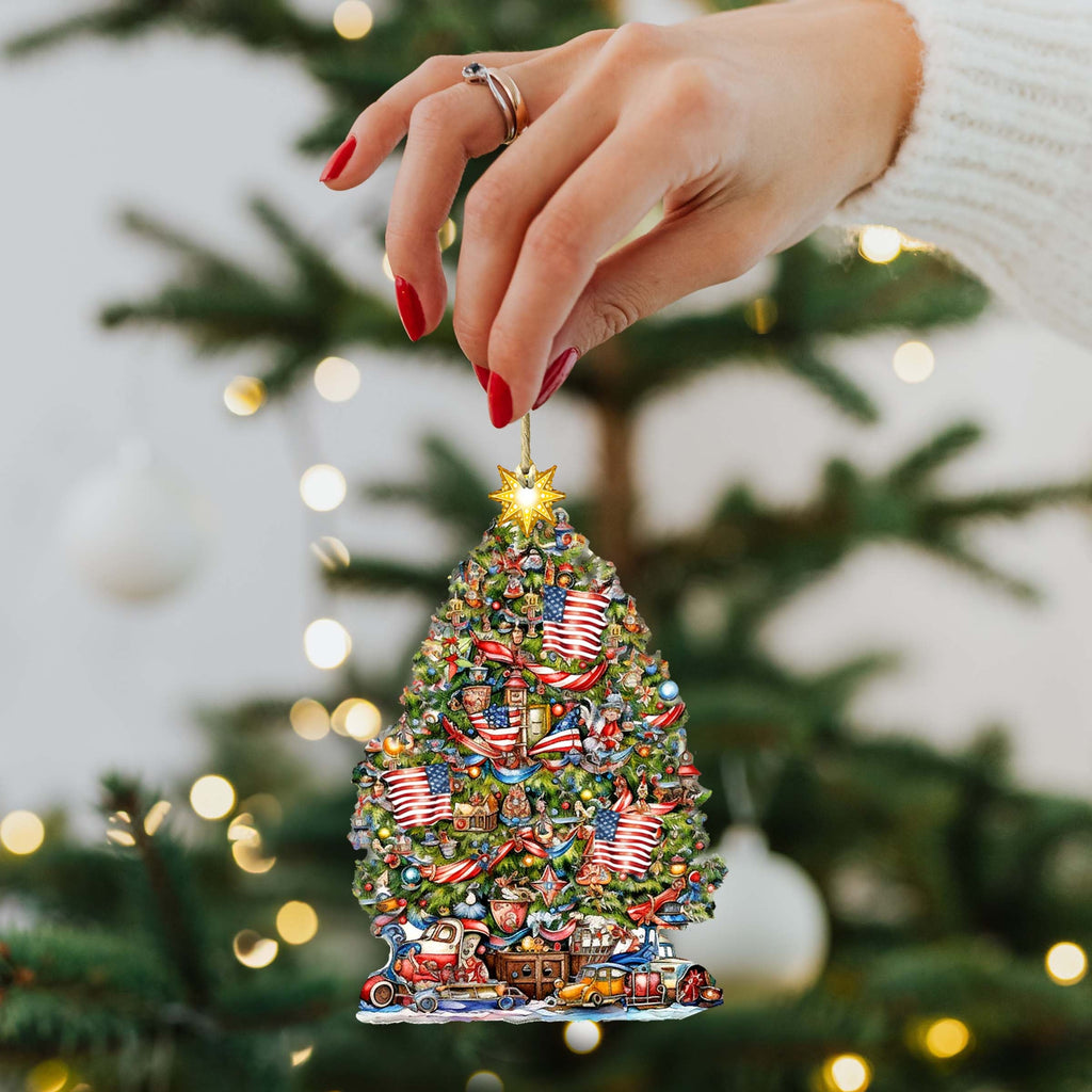 Santas Around the World - American Inspired Santa - Eco Wood Ornaments Set of 3 by G. DeBrekht Christmas Santa Snowman Decor - 8091301S3