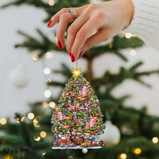 Santas Around the World - American Inspired Santa - Eco Wood Ornaments Set of 3 by G. DeBrekht Christmas Santa Snowman Decor - 8091301S3