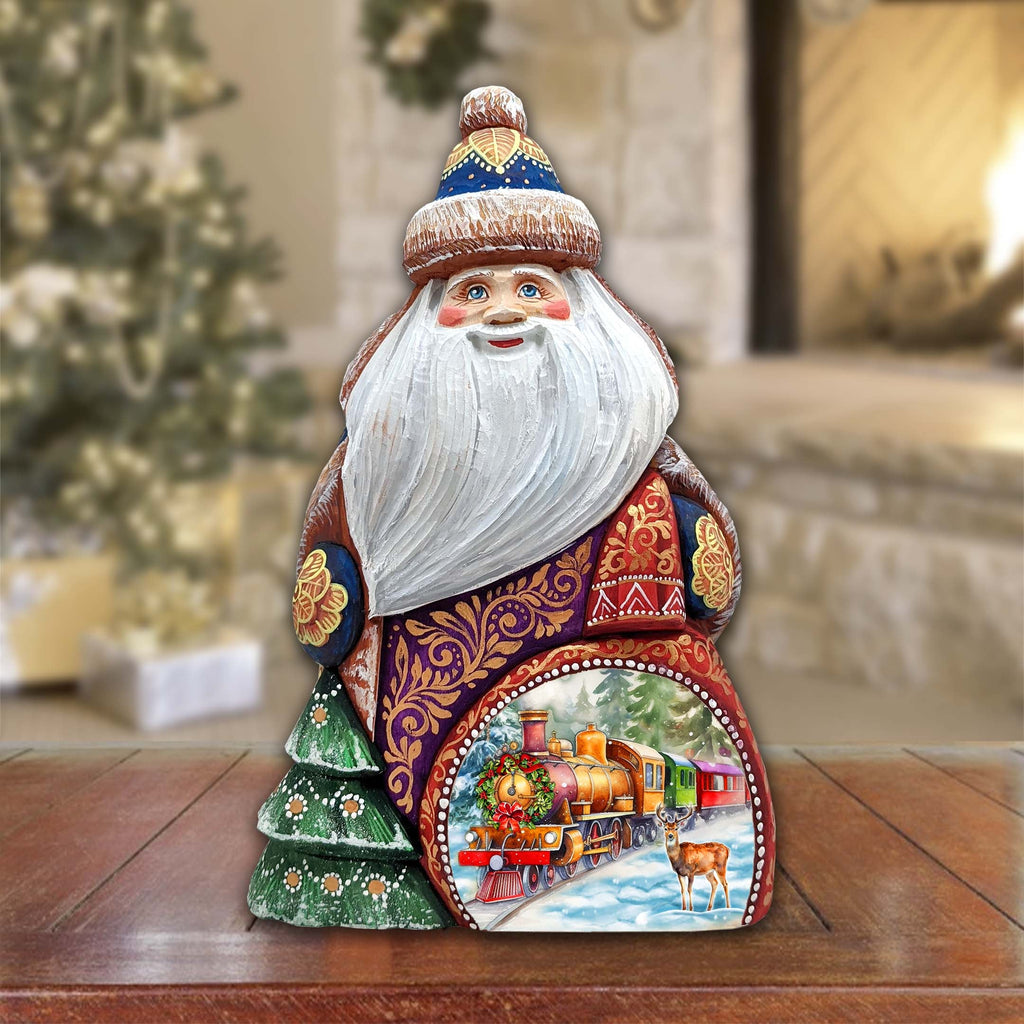 Christmas Train Santa Hand-Painted WOODCARVED Masterpiece Figurine by G. DeBrekht - Christmas Decor - 8206021