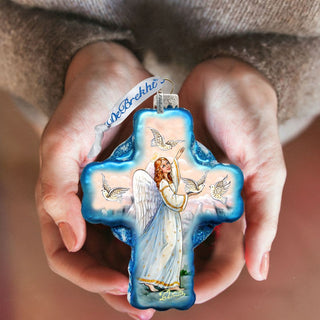 Guardian Angel Cross Glass Ornament Holiday by Debrekht 758-019
