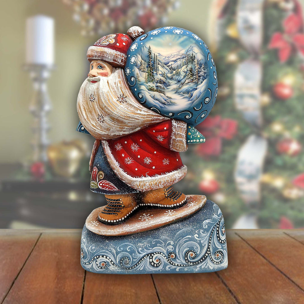 Winter Landscape Sack Santa Hand-Painted WOODCARVED Masterpiece by G. DeBrekht - Christmas Decor - 8204016 *** PRE-ORDER - Handmade Just for You! ***