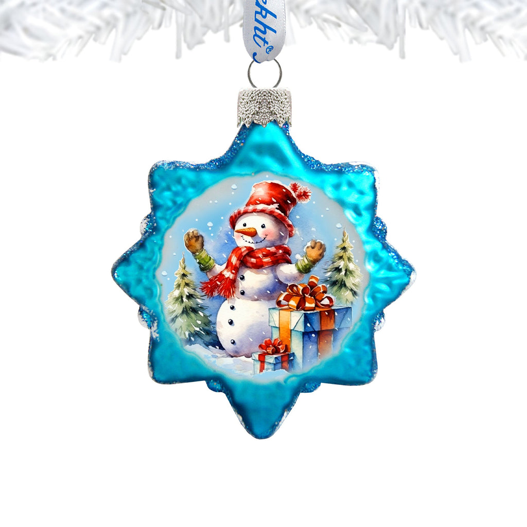 Snowman Gift Mercury Glass Ornaments by G. Debrekht - Christmas Santa Snowman Decor - 776021