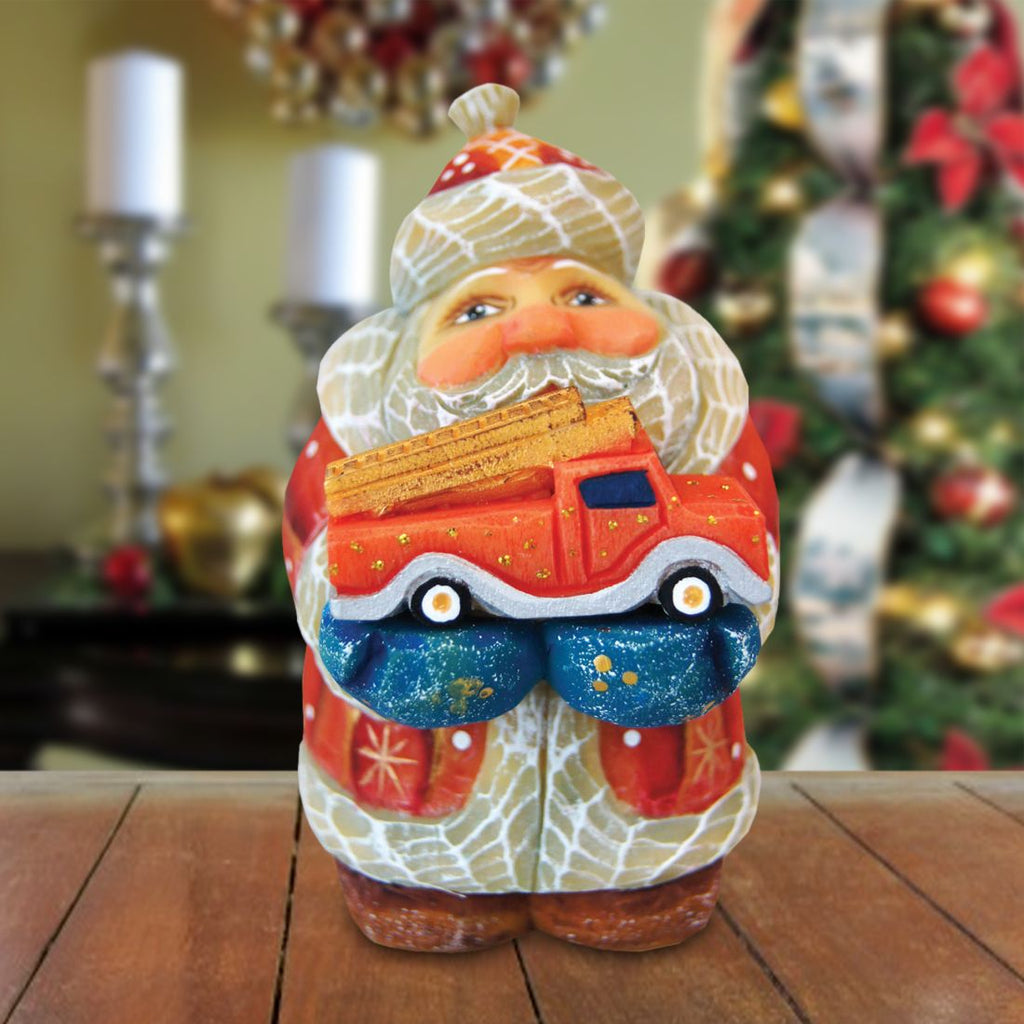 Mini Firefighter Santa Handcrafted Christmas Figurine - G. DeBrekht - Christmas Santa Snowman Decor - 517652