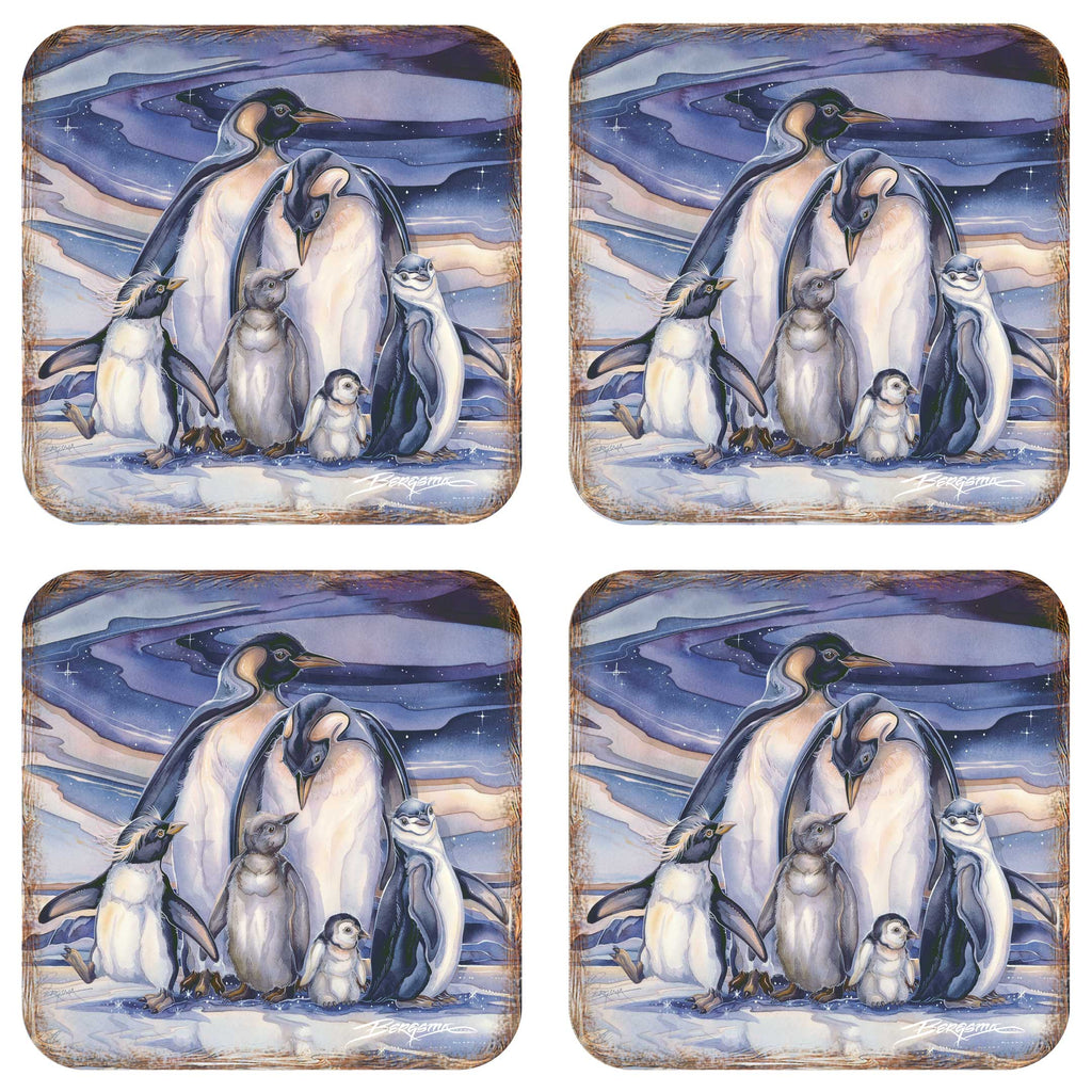 Penguin Family Wooden Cork Coasters Gift Set of 4 by J. Bergsma - Coastal Wildlife Decor - 8199472C-S4-S4 (Copy)