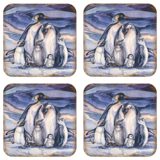 Penguin Family Wooden Cork Coasters Gift Set of 4 by J. Bergsma - Coastal Wildlife Decor - 8199472C-S4-S4 (Copy)