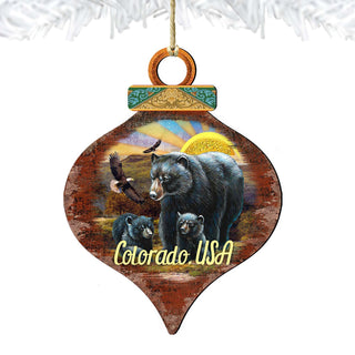 Rising Sun Bears Family Drop Wooden Ornaments by G. DeBrekht - Wildlife Holiday Decor - 8035214